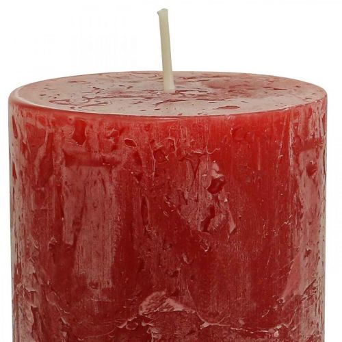 Floristik24 Durchgefärbte Kerzen Rot Rustic Selbstlöschend 70×140mm 4 St