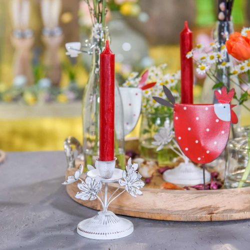 Kerzendeko, Frühling, Kerzenhalter mit Blüten, Metalldeko für die Hochzeit
