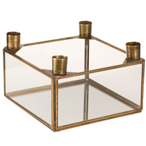 Artikel Kerzenhalter Advent Spiegel zum Befüllen Gold 15×15×10,5cm