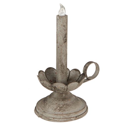 Kerzenhalter Antik mit LED Kerze Metall Warmes Licht H22cm