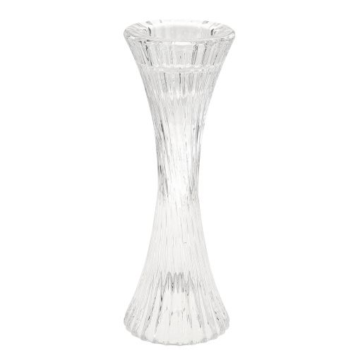 Kerzenhalter Glas Klar Stabkerzenhalter Rillen H20cm 2St