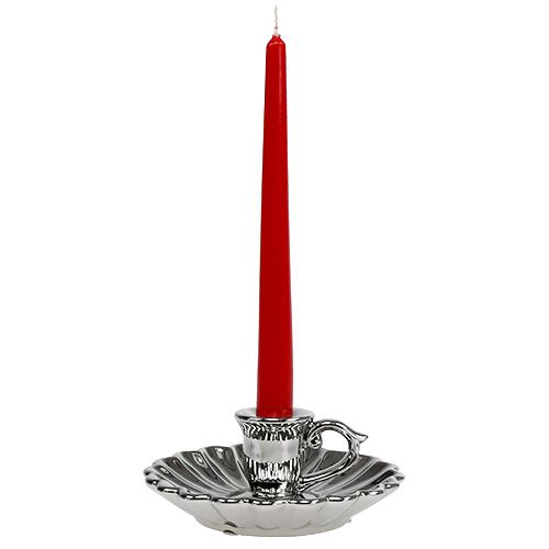 Floristik24 Kerzenhalter Keramik Silber Ø16cm
