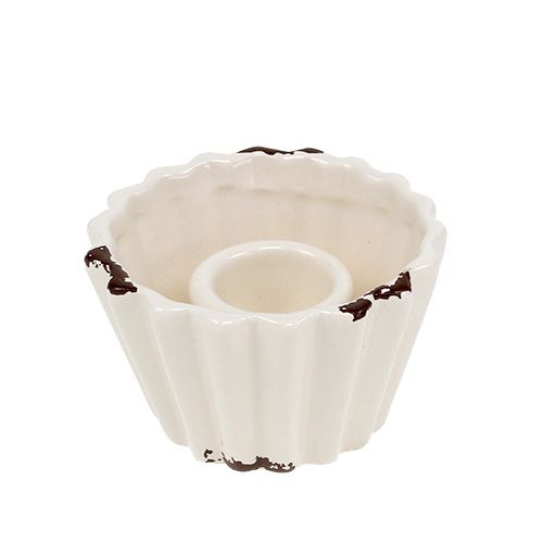 Floristik24 Kerzenhalter Kuchenform Creme Ø7cm H4cm