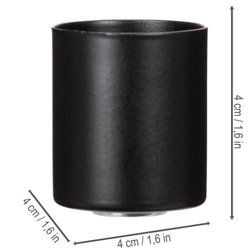 Stabkerzenhalter mit Magnet, Metall, 4 cm, Matt Schwarz, 4er-Set | Floristik24.at