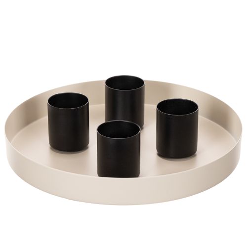 Stabkerzenhalter mit Magnet, Metall, 4 cm, Matt Schwarz, 4er-Set | Floristik24.at