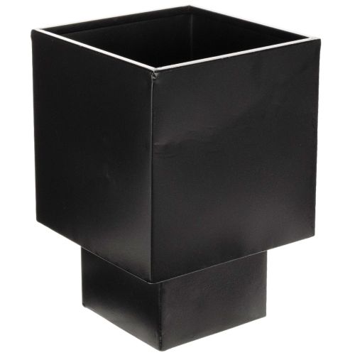 Pflanzgefäß Würfel Metall Schwarz mit Sockel 22cm