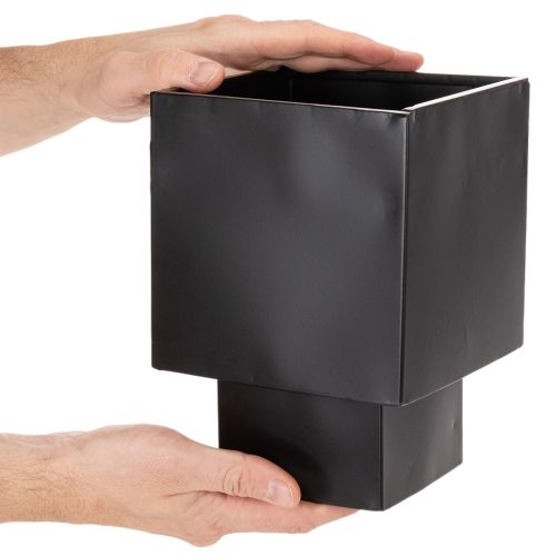 Pflanzgefäß Würfel Metall Schwarz mit Sockel 22cm | Floristik24.at