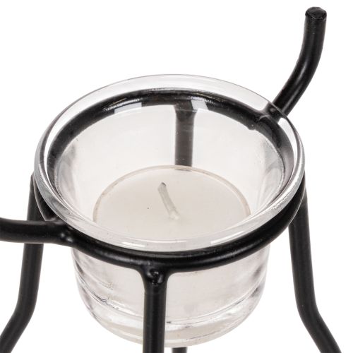 Kerzenhalter Rentier aus Metall mit Teelichtglas schwarz 28 cm für Innenbereich | Floristik24.at