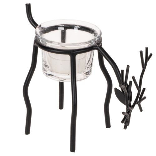 Kerzenhalter Rentier aus Metall mit Teelichtglas, 15 cm, Schwarz bestellen | Floristik24.at