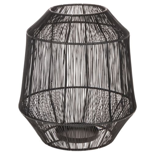 Kerzenhalter Schwarz aus Metall, Ø24cm, H28cm, moderne Drahtkorb-Laterne
