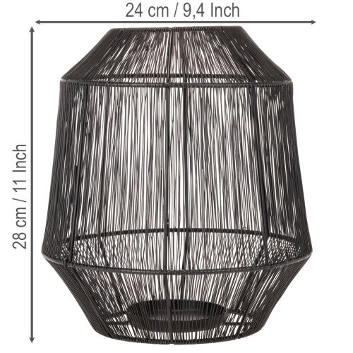 Kerzenhalter Schwarz aus Metall, Ø24cm, H28cm, moderne Drahtkorb-Laterne | Floristik24.at