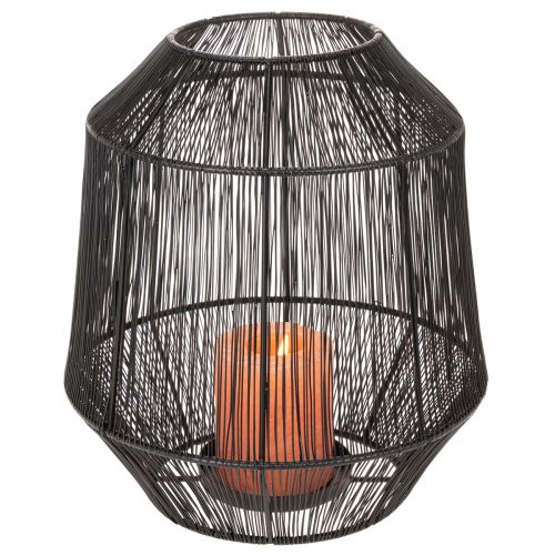 Kerzenhalter Schwarz aus Metall, Ø24cm, H28cm, moderne Drahtkorb-Laterne | Floristik24.at
