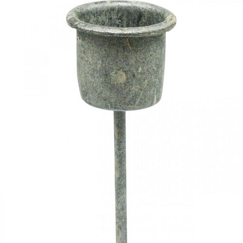 Floristik24 Kerzenhalter zum Stecken Shabby Chic Grau Ø3cm H8,5cm 8 St