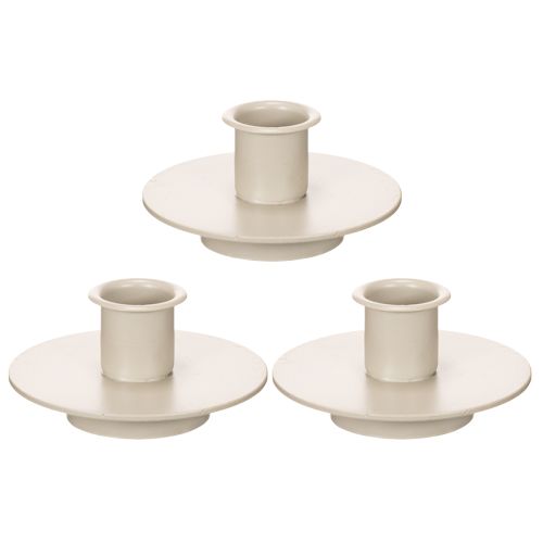 Kerzenhalter Metall Beige matt 8cm für Stabkerzen 3er-Set | Floristik24.at
