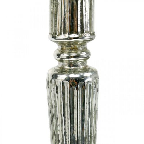 Floristik24 Windlicht Glas Kerzenständer Antik Look Silber Ø11,5cm H42,5cm