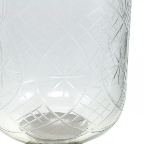 Floristik24 Windlicht Glas mit Sockel Antik Optik Silbern Ø17cm H31,5cm