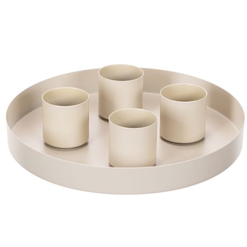 Magnetische Kerzenhalter aus Metall für dicke Stabkerzen Ø 4 cm 4 Stück taupe-creme | Floristik24.at