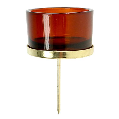 Floristik24 Kerzenhalter mit Glas Gold, Braun 4St