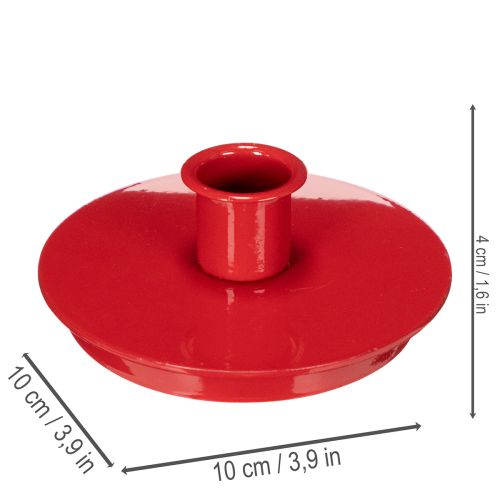 Kerzenhalter aus Metall Rot kompakt 10cm für Stabkerzen 2er Set | Floristik24.at
