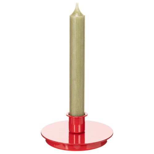 Kerzenhalter aus Metall Rot kompakt 10cm für Stabkerzen 2er Set | Floristik24.at