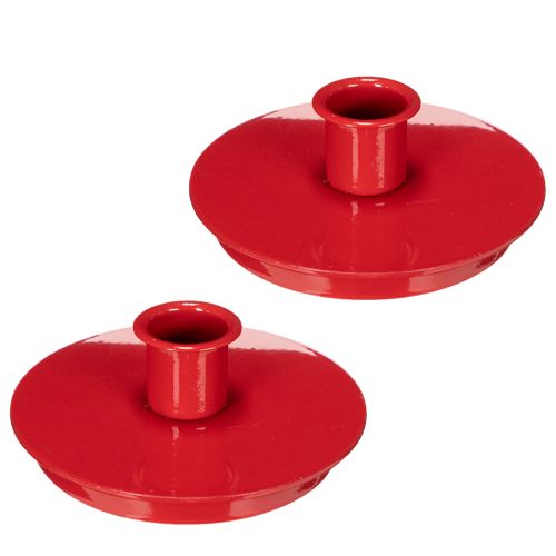 Kerzenhalter aus Metall Rot kompakt 10cm für Stabkerzen 2er Set | Floristik24.at