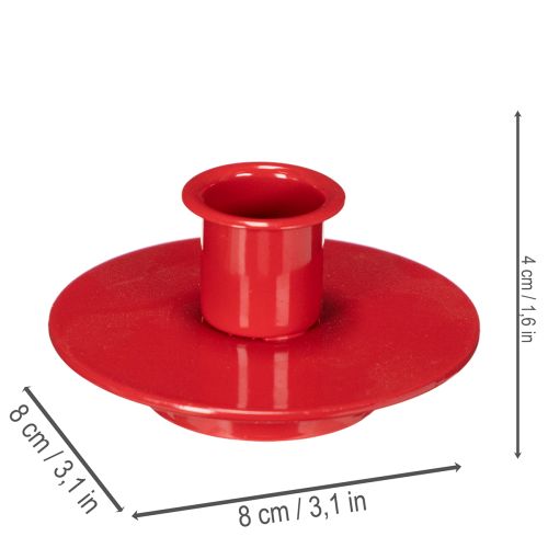 Kerzenhalter aus Metall 8cm rot für Stabkerzen 3er-Set | Floristik24.at