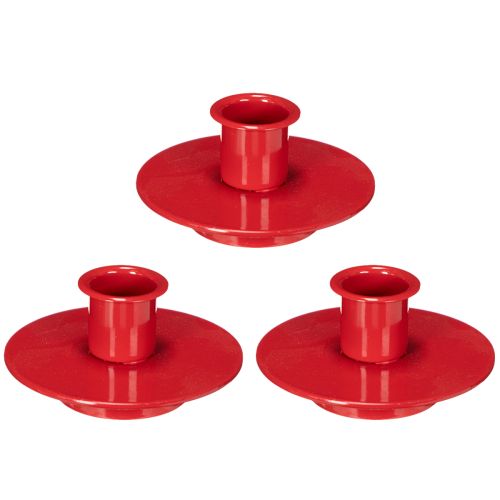 Kerzenhalter aus Metall 8cm rot für Stabkerzen 3er-Set | Floristik24.at