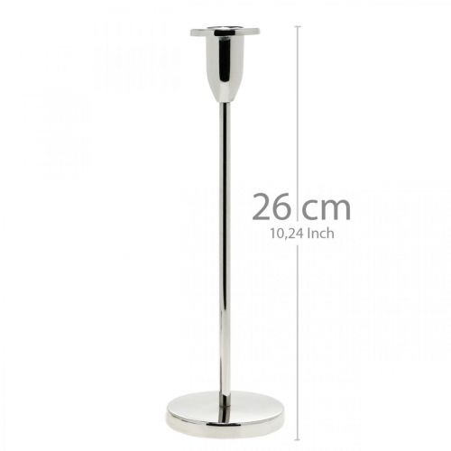 Artikel Kerzenhalter Silbern Metall Deko Kerzenständer modern H26cm