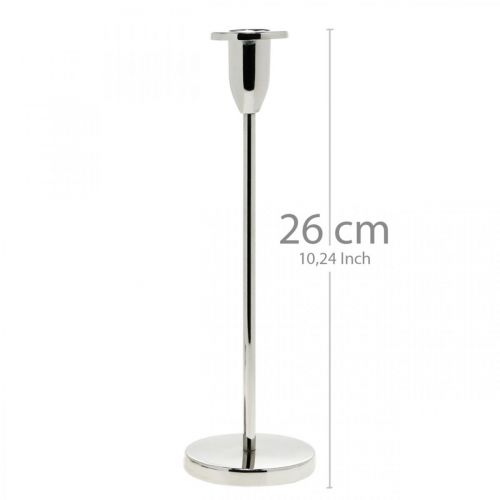 Floristik24 Kerzenhalter Silbern Metall Deko Kerzenständer modern H26cm