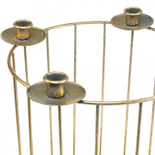 Floristik24 Adventskranz zum Befüllen, Kerzenhalter für Weihnachten, Metalldeko Golden, Antik-Optik Ø26cm H39cm