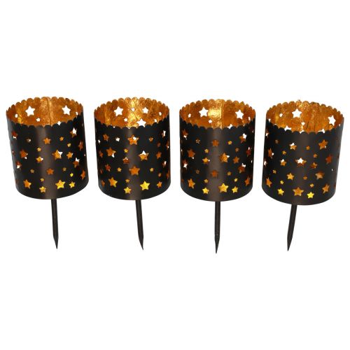 Floristik24 Kerzenhalter Adventskranz zum Stecken Schwarz Gold Ø6cm 4St