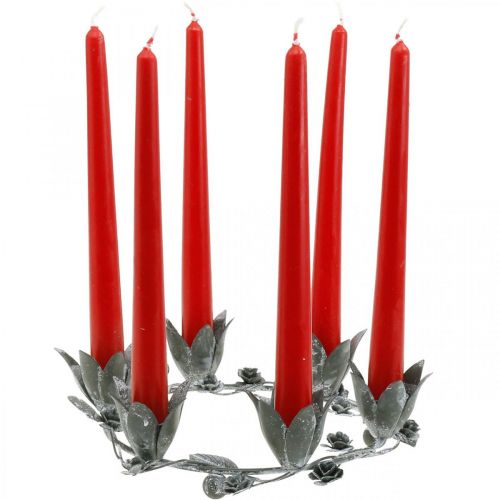 Floristik24 Kerzenhalter Blütenring Metall Ø23cmH7cm grau