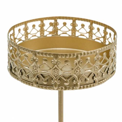 Floristik24 Filigraner Kerzenhalter zum Stecken Golden Ø6,4cm H12,5cm 4 St Antik-Optik