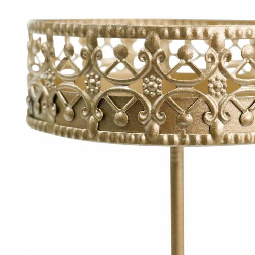 Floristik24 Filigraner Kerzenhalter zum Stecken Golden Ø6,4cm H12,5cm 4 St Antik-Optik