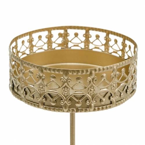 Floristik24 Florale Kerzenhalter zum Stecken Golden Ø7,4cm H12,5cm 4 St Antik-Optik