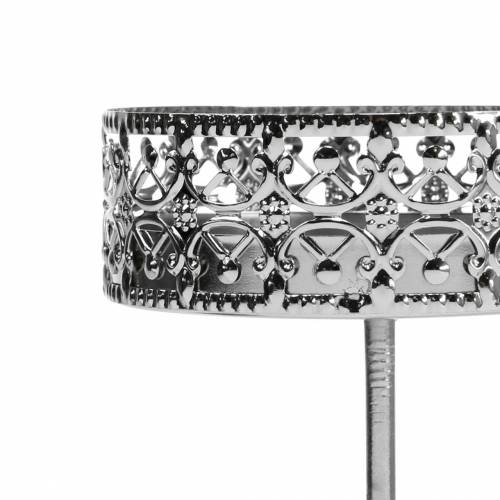 Floristik24 Filigraner Kerzenhalter zum Stecken Silbern Ø6,4cm H12,5cm 4 St Antik-Optik