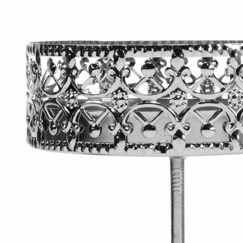 Floristik24 Florale Kerzenhalter zum Stecken Silbern Ø7,4cm H12,5cm Antik-Optik 4 St