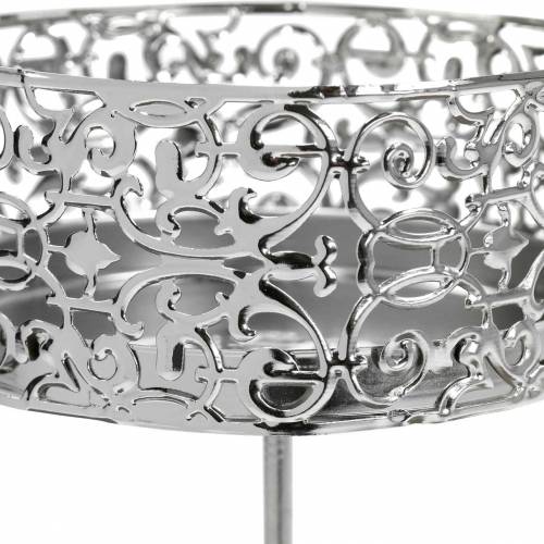Floristik24 Florale Kerzenhalter zum Stecken Silbern Ø8,8cm H13,7cm 4 St Antik-Optik