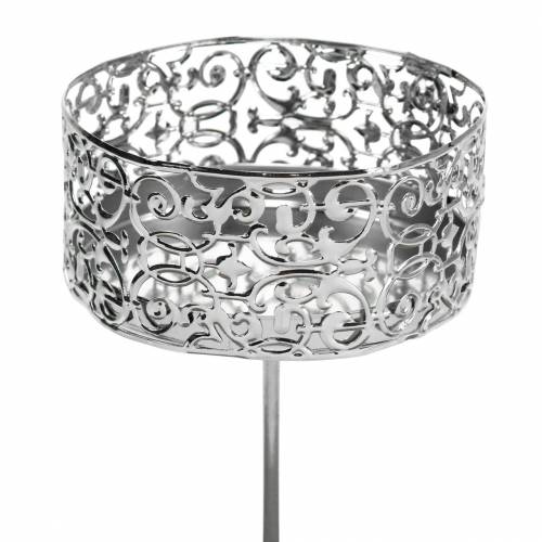 Floristik24 Florale Kerzenhalter zum Stecken Silbern Ø8,8cm H13,7cm 4 St Antik-Optik