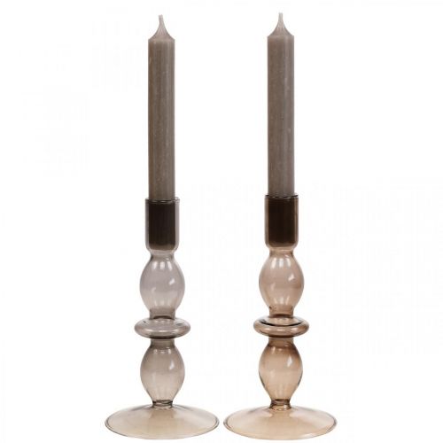 Floristik24 Kerzenhalter Glas Kerzenständer Stabkerzenhalter 18,5cm 2St