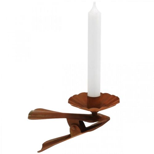 Floristik24 Kerzenhalter zum Klemmen, Advent, Kerzendeko aus Metall Edelrost Ø8,5cm L16cm
