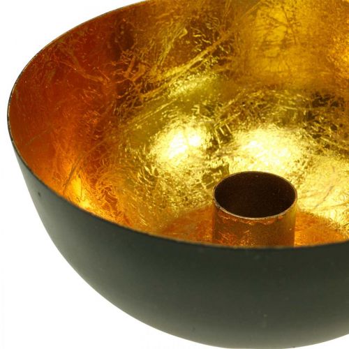 Floristik24 Kerzenhalter Weihnachten Metall Schwarz, Gold Tischdeko Ø13cm 3St