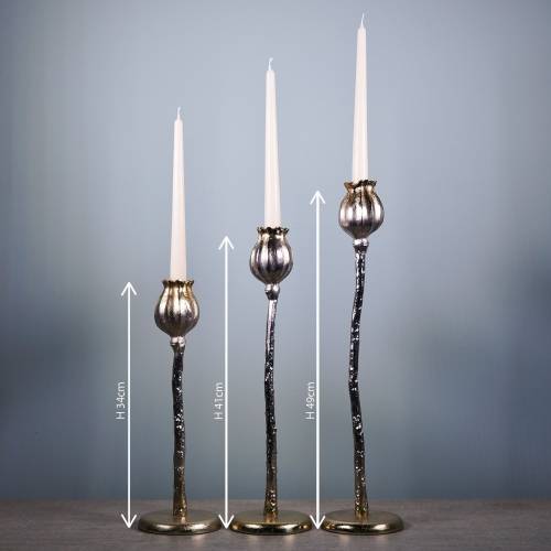 Floristik24 Kerzenständer Mohnblüte Champagner H41cm