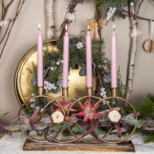 Floristik24 Kerzenhalter Stabkerzenhalter Vintage 4-flammig Golden L45cm