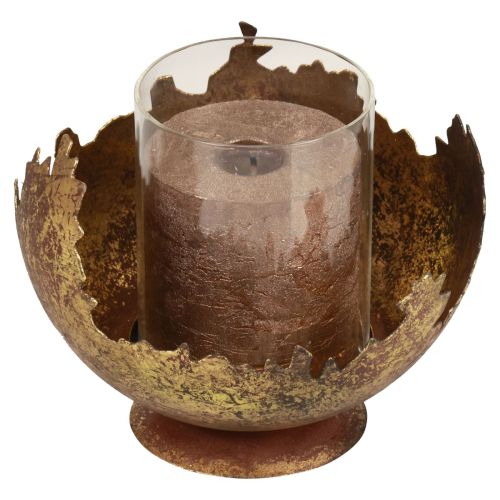 Floristik24 Tischdeko Weihnachten Windlicht Metall Antik 12cm Ø15cm