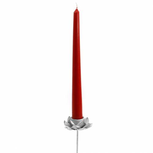 Floristik24 Kerzenhalter Blüte zum Stecken Weiß Metall Ø6×10cm 4St