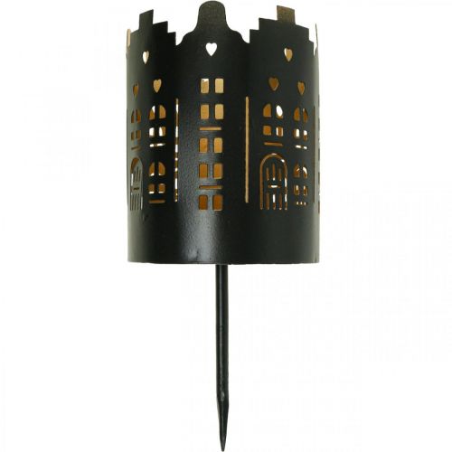 Floristik24 Kerzenhalter Stadt Schwarz Teelichthalter zum Stecken Ø8cm