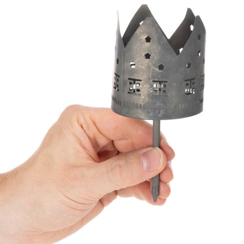 Teelichthalter mit Steckdorn aus Metall 6 cm dunkelgrau im Häuser-Motiv 2 Stück | Floristik24.at