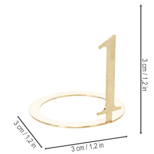 Kerzenring-Set aus Metall mit Zahlen für Stabkerzen, Ø 3 cm, gold, 4-teilig | Floristik24.at