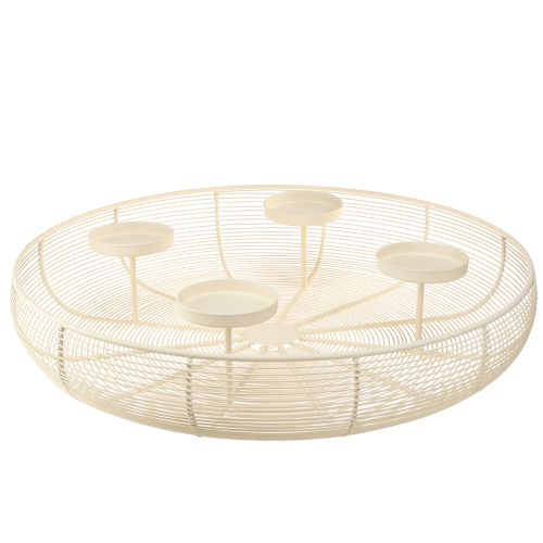 Kerzenschale Kerzenhalter 4 Stumpenkerzen Creme Ø45cm